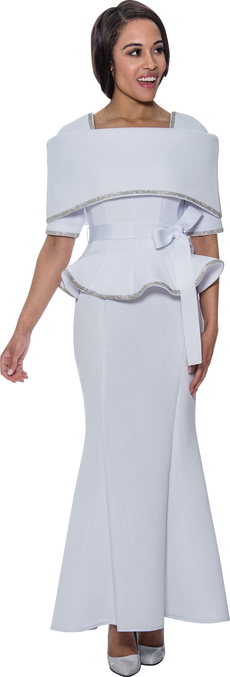 Divine Apparel SL1692W Long Plus Size Mother of The Bride Formal Dress - White / 16W Divine Apparel SL1692W Long Plus Size Mother of The Bride Formal Dress - White / 16W