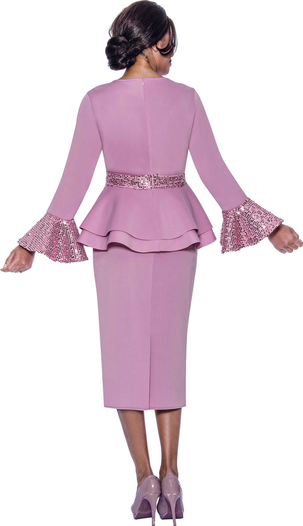 Divine Apparel SL1881 Sequin Mother of the Bride Peplum Dress