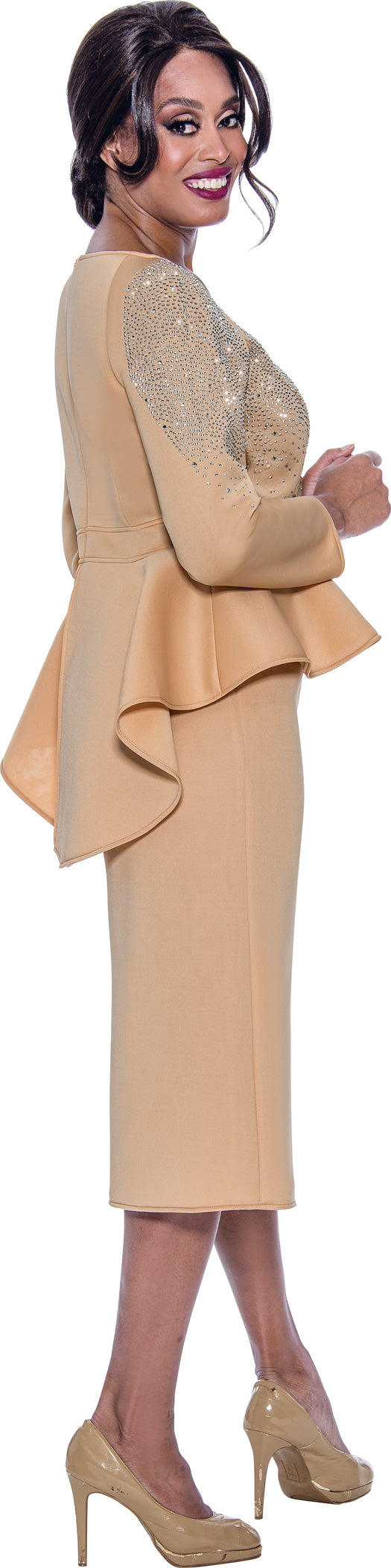 Divine Apparel SL1961W Beaded Formal Plus Size Midi Dress