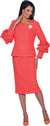 Plus Size Dresses Long Sleeve Mother of the Bride Crinkle Dress Coral