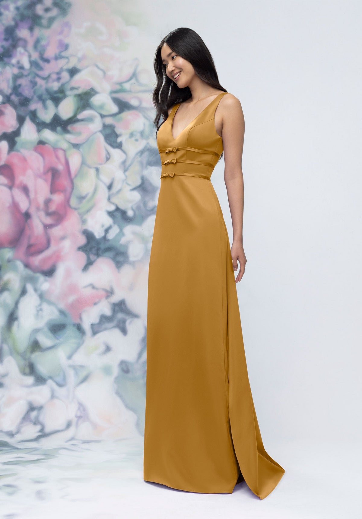 Formal Dresses Formal Long Slit Gown Saffron-Satin-3030013-Train