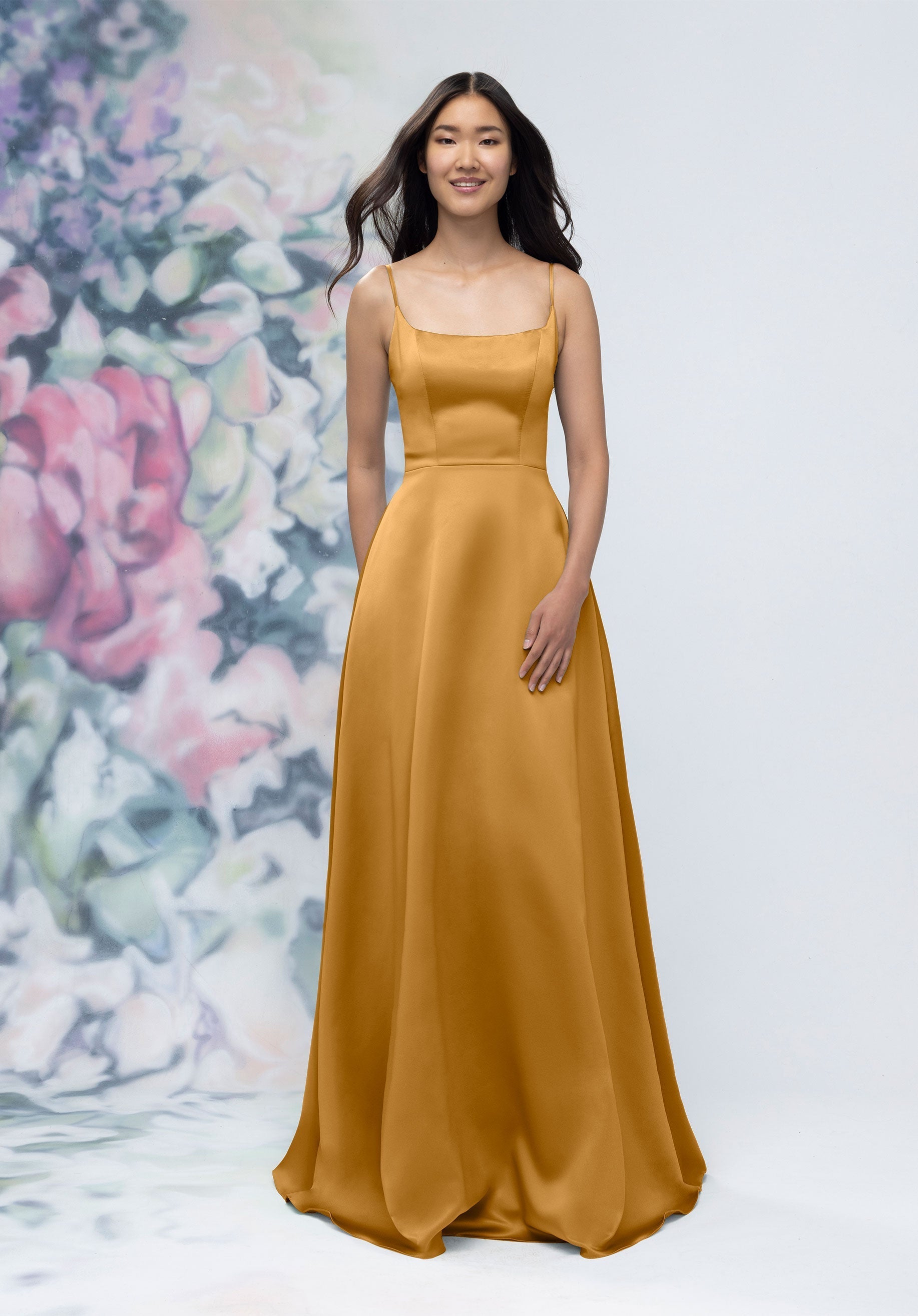 Formal Dresses Long A Line Formal Gown Saffron-Satin-3030017-A Line