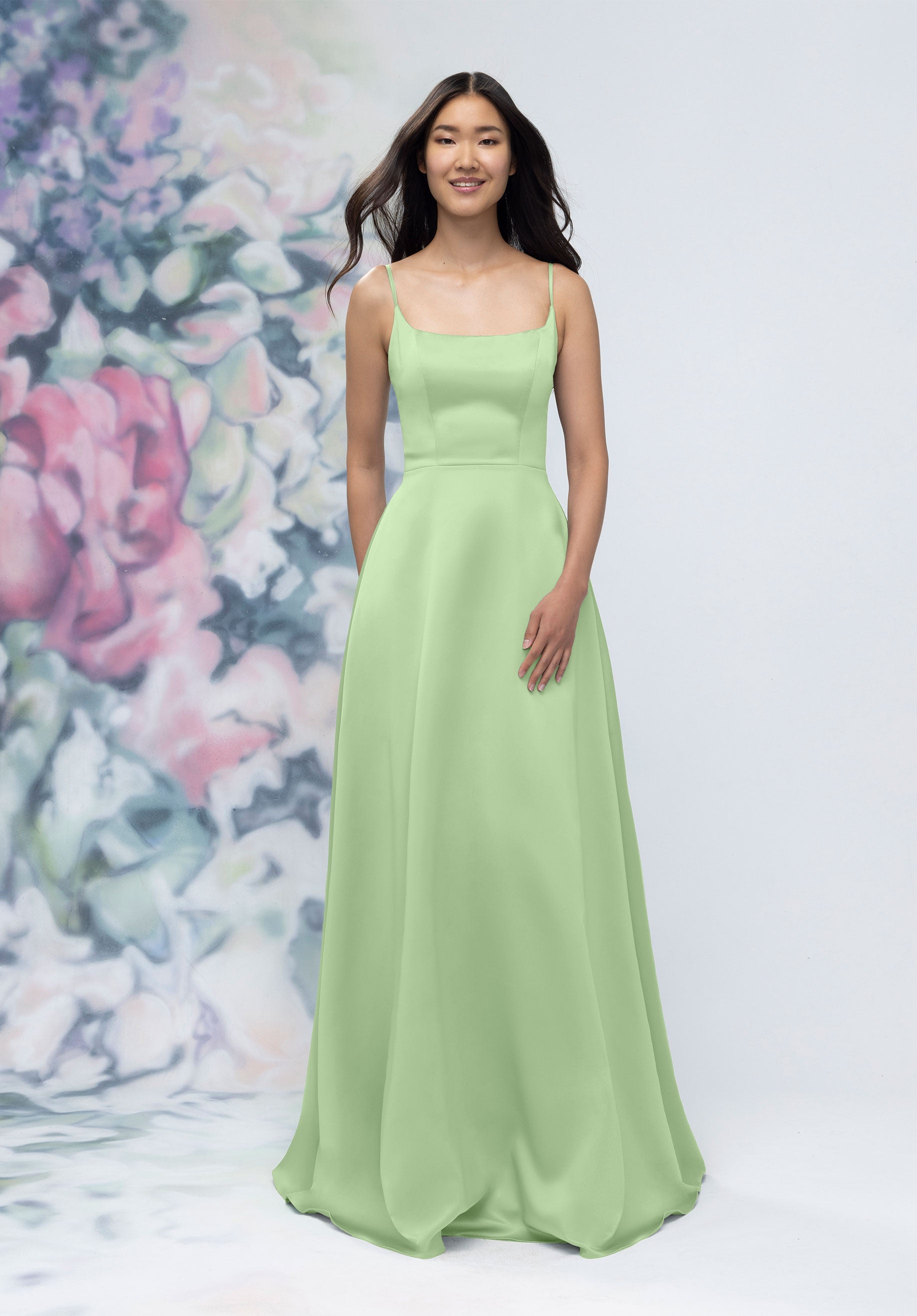 Formal Dresses Long Formal A Line Gown Sage-Satin-3030017-A Line