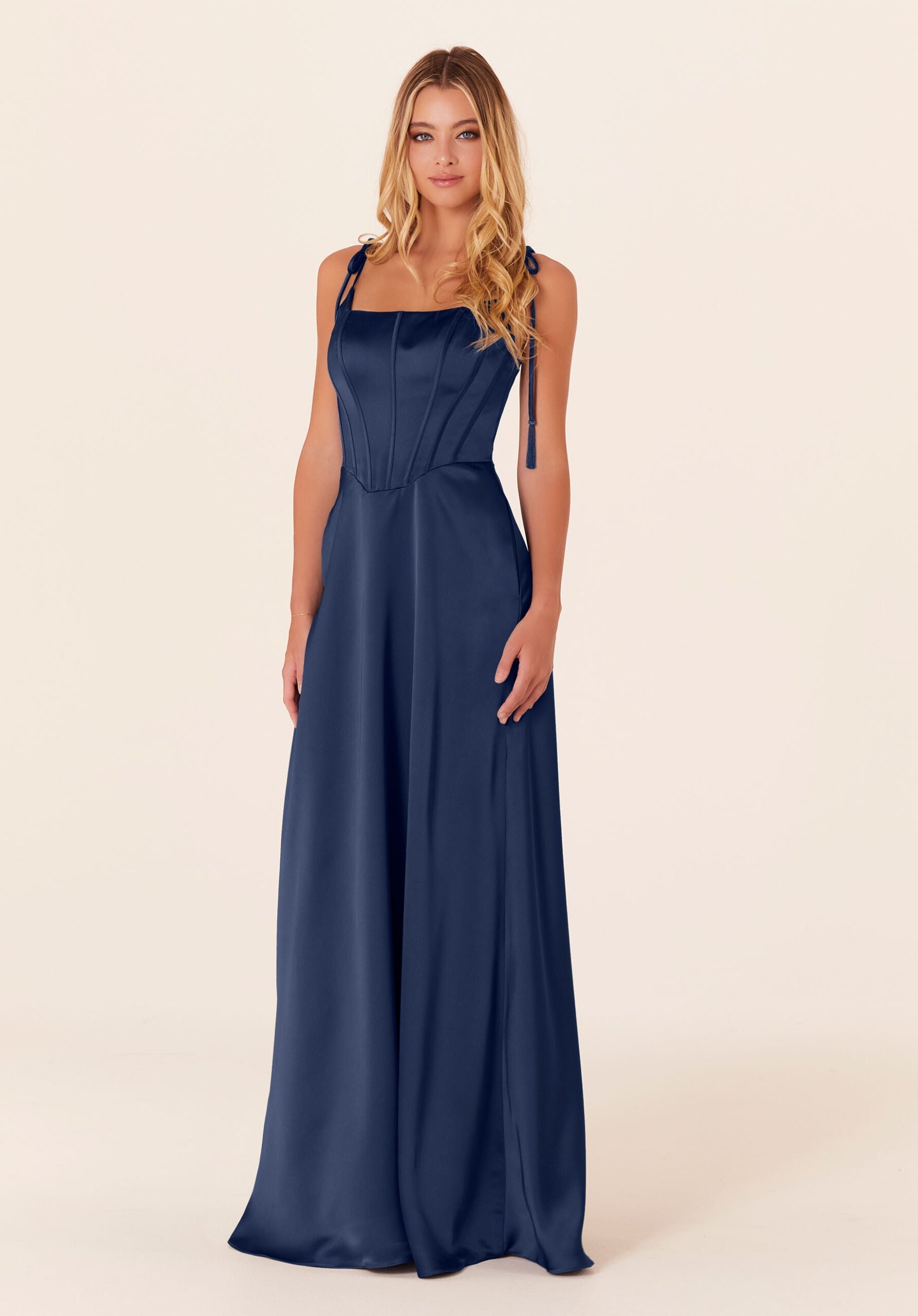 Formal Dresses A Line Corset Long Formal Dress Sapphire-Satin-21822-Corset
