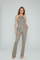 Jumpsuit Sequin Long Formal Pocket Jumpsuit Lead/Silver