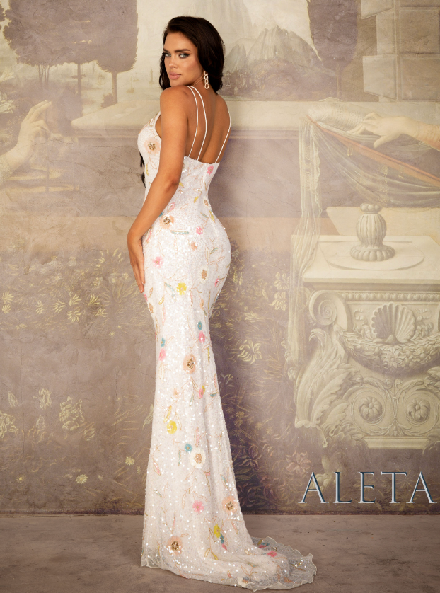 Wedding Dresses Long Floral Floral Prom Dress Aleta 534 Ivory/Multi