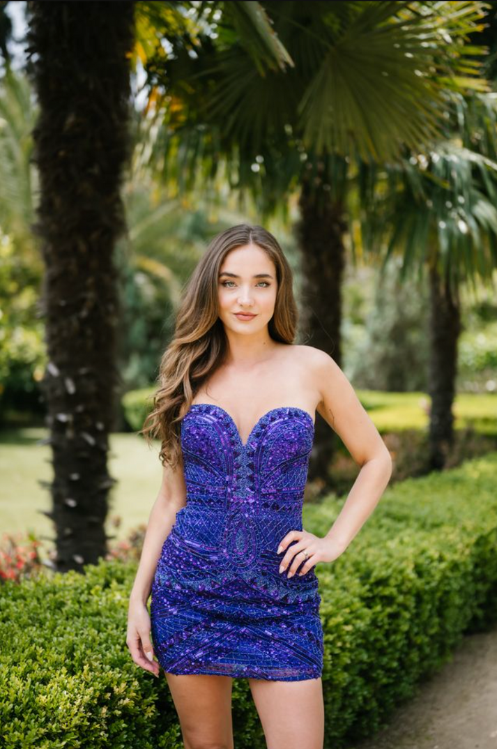 Cocktail Dresses Evening Short Mini Cocktail Dress Aleta 1314 Purple