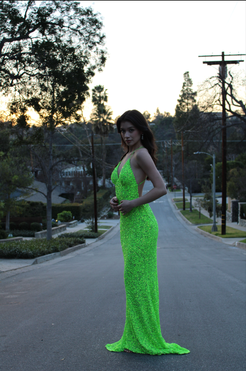 Prom Dresses Long Formal Sequin Fitted Prom Dress Aleta 275 Neon Flores/Green