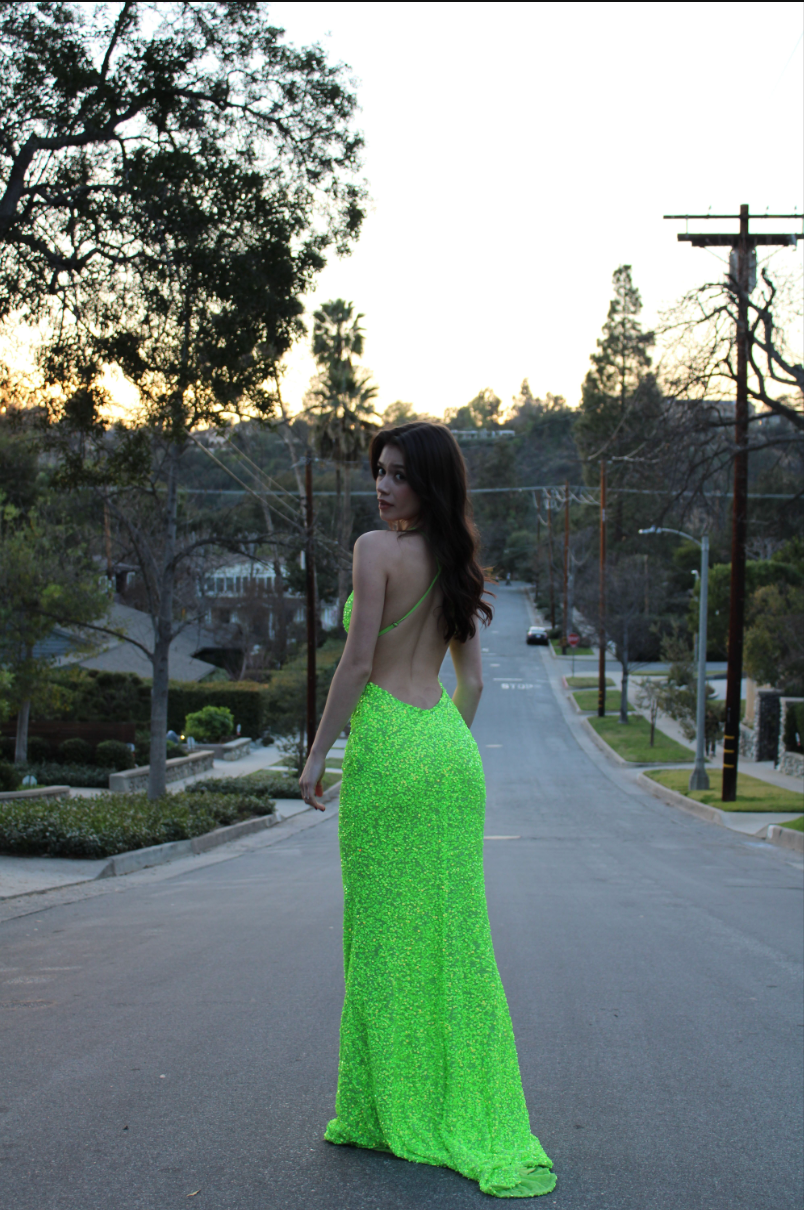 Prom Dresses Long Formal Sequin Fitted Prom Dress Aleta 275 Neon Flores/Green