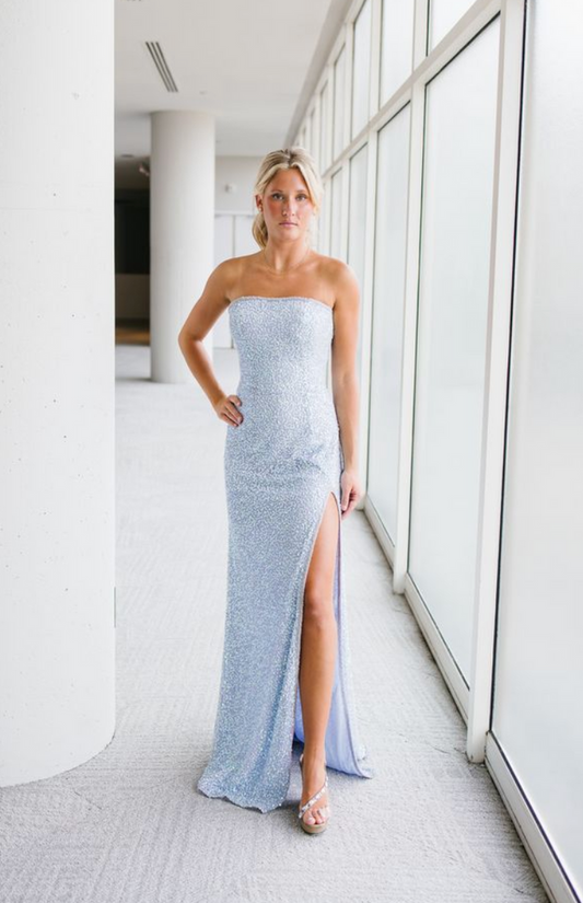 Prom Dresses Sequin Long Formal Fitted Prom Dress Peri Silver