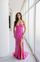 Prom Dresses Long Formal Prom Fitted Slit Evening Dress Fuchsia