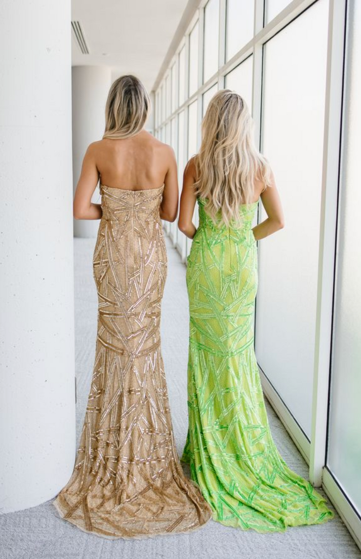 Prom Dresses Long Formal Prom Fitted Slit Evening Dress Green Flame