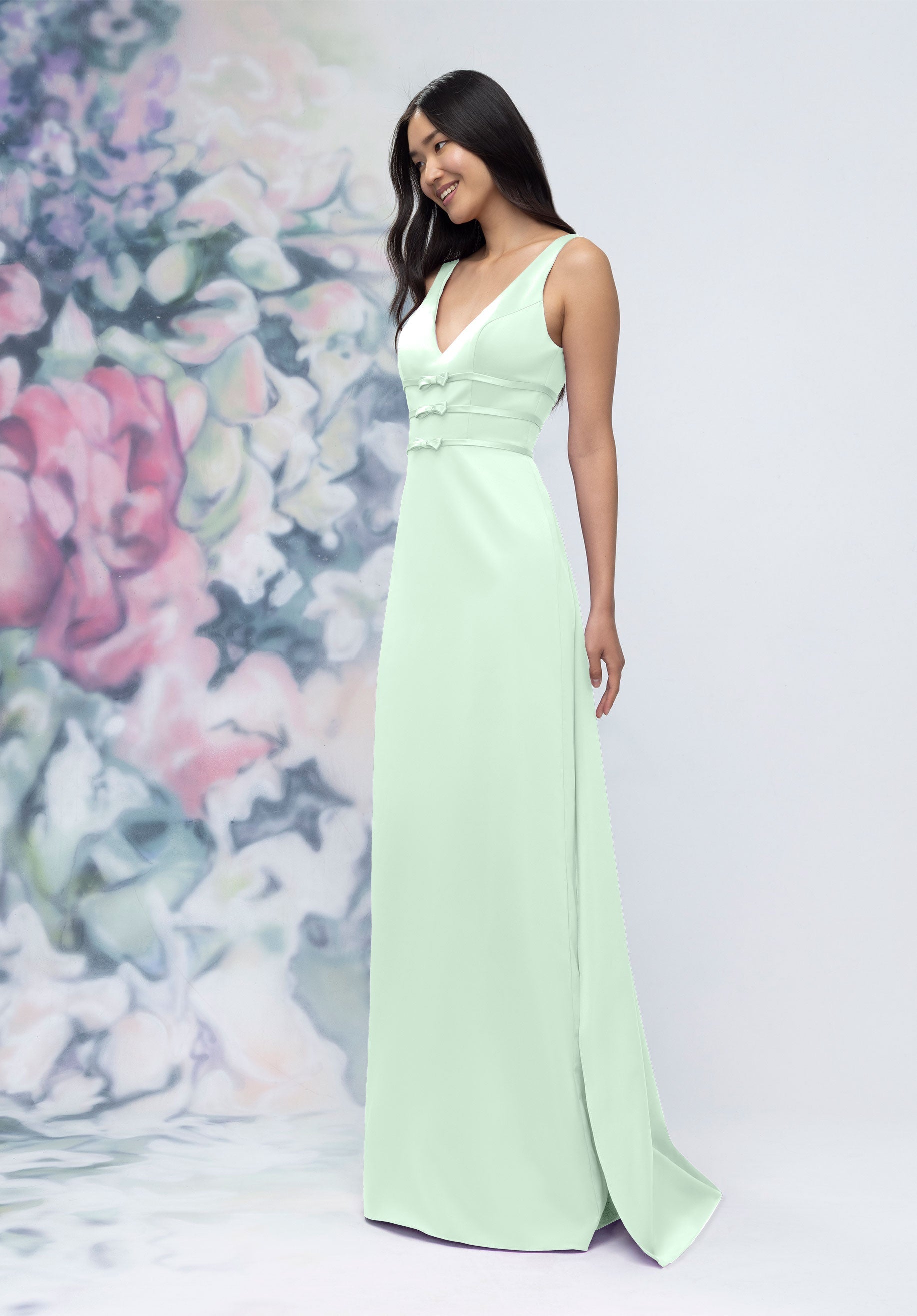 Formal Dresses Formal Long Slit Gown Sea Glass-Satin-3030013-Train
