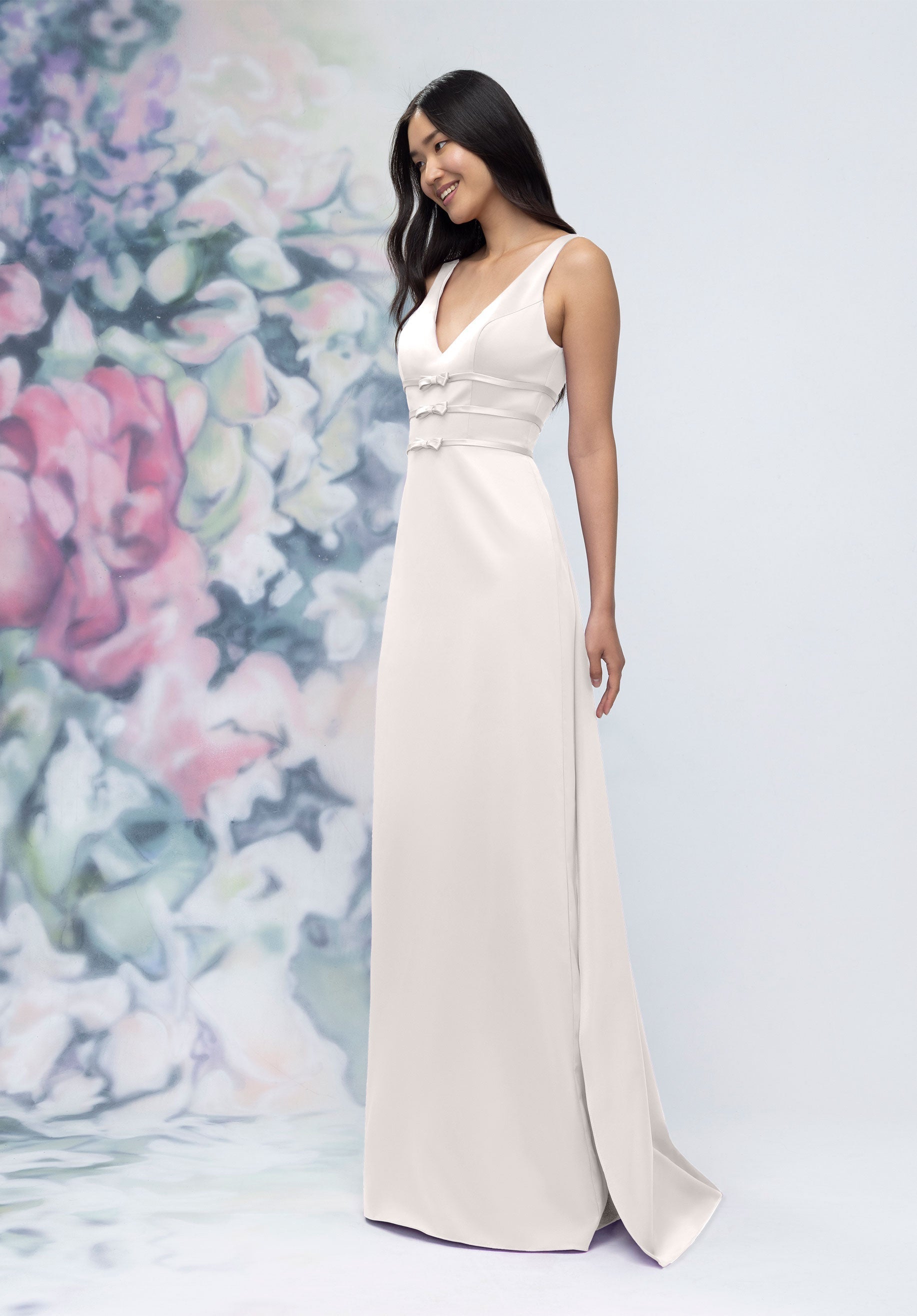 Formal Dresses Formal Long Slit Gown Silver-Satin-3030013-Train