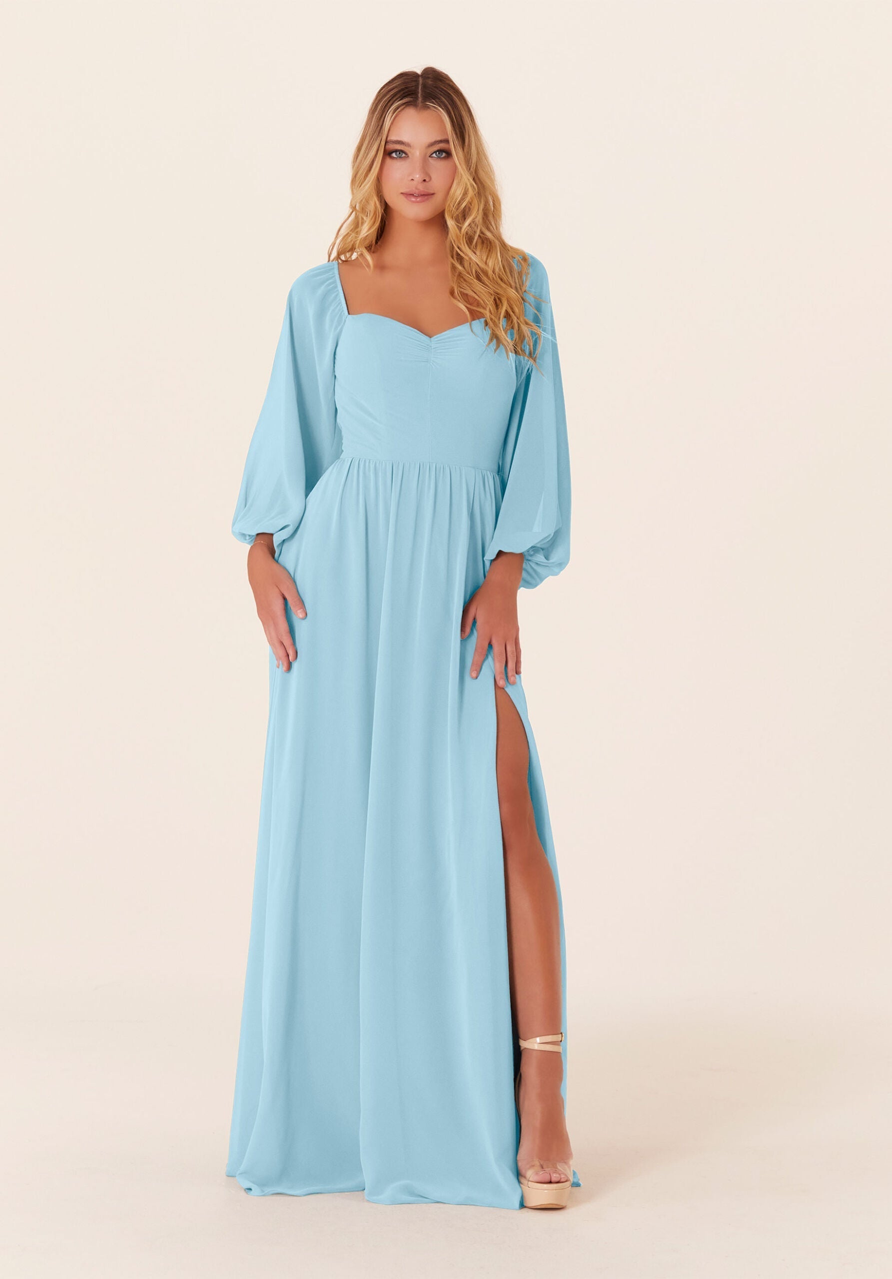 Mother of the Bride Dresses A Line Formal Long Mother of the Bride Dress Sky-Chiffon-21830-Pleated