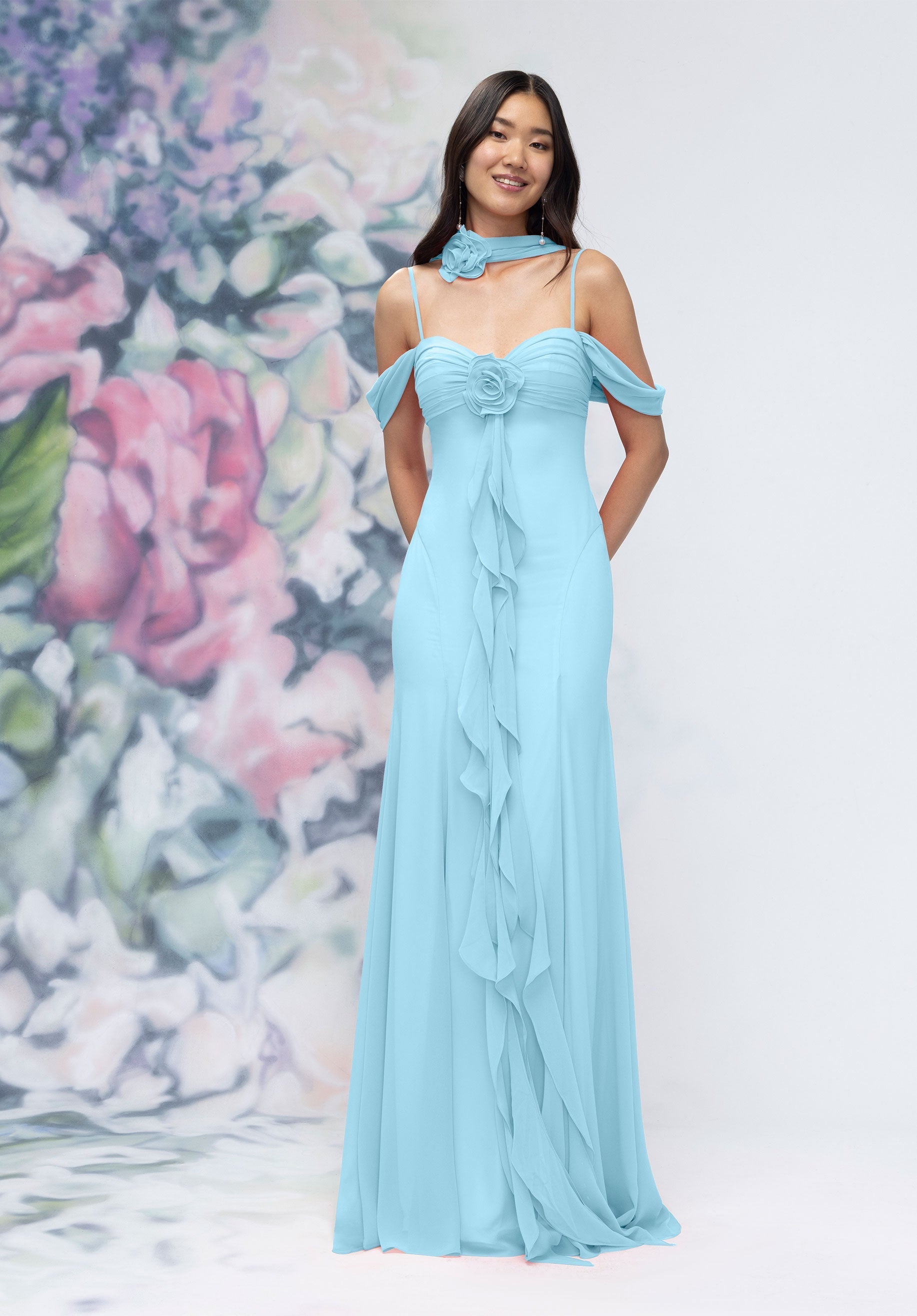Formal Dresses Long Ruffle Floral Formal Dress Sky-Chiffon-3030000-Ruffle