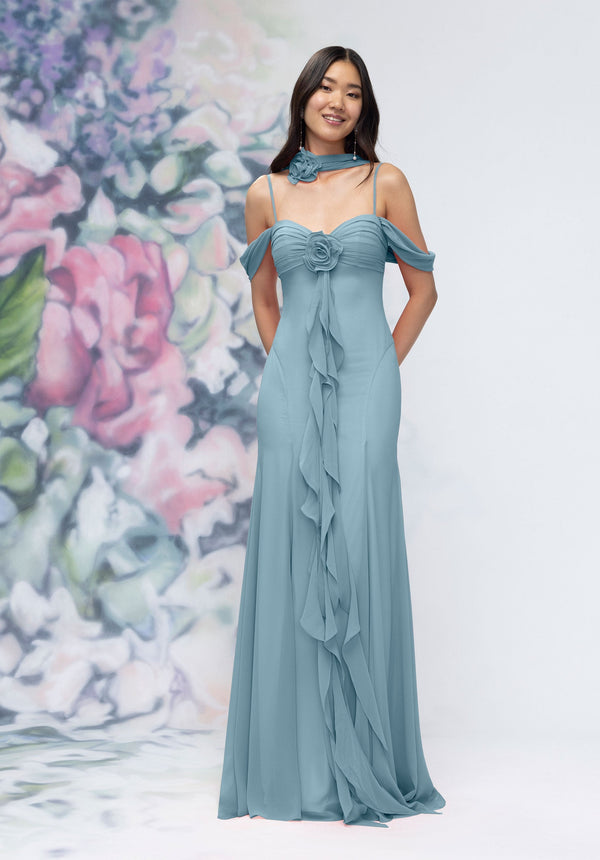 MGNY Madeline Gardner New York 3030000 Formal Long Ruffle Floral Dress
