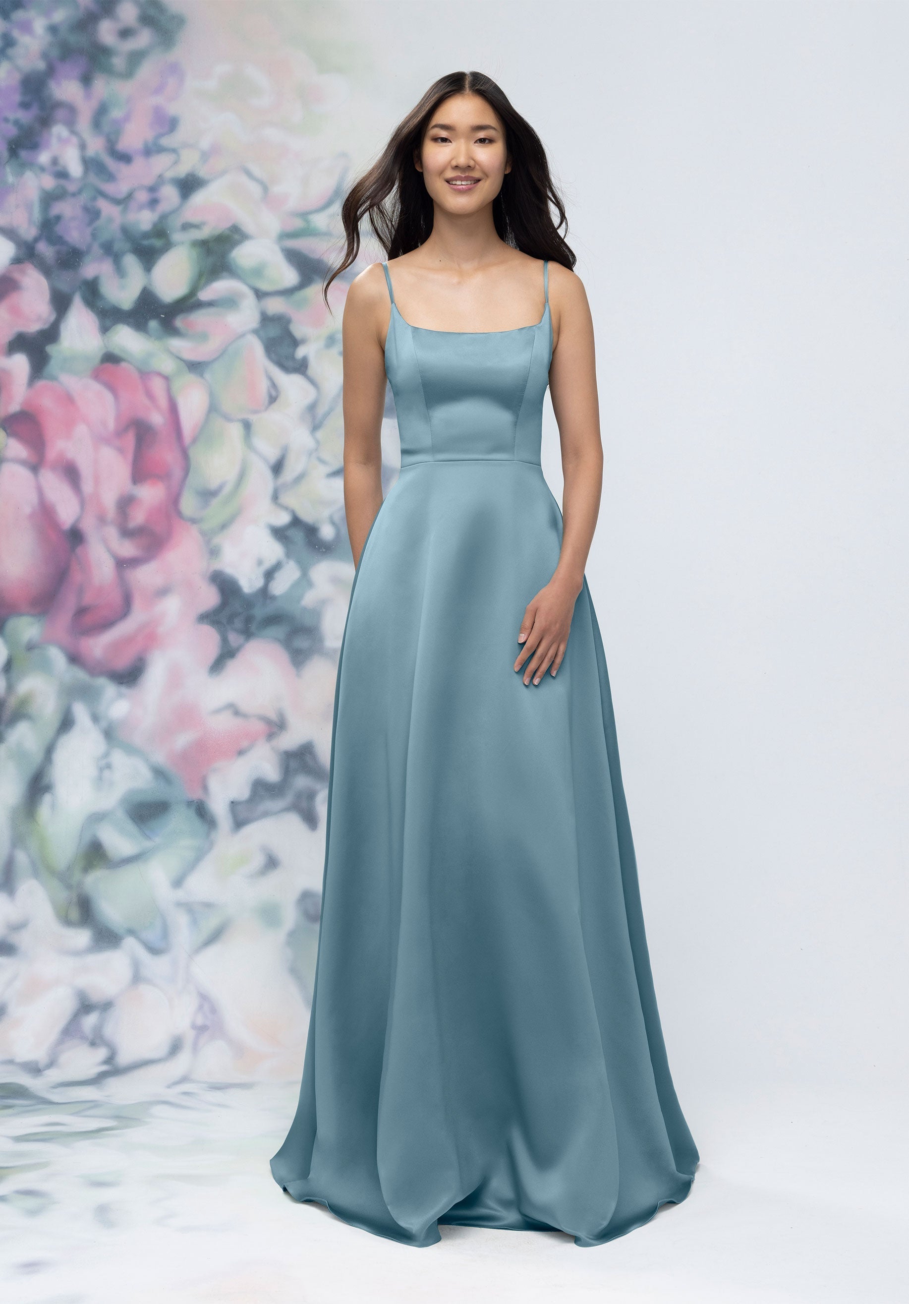 Formal Dresses Long A Line Formal Gown Slate-Satin-3030017-A Line