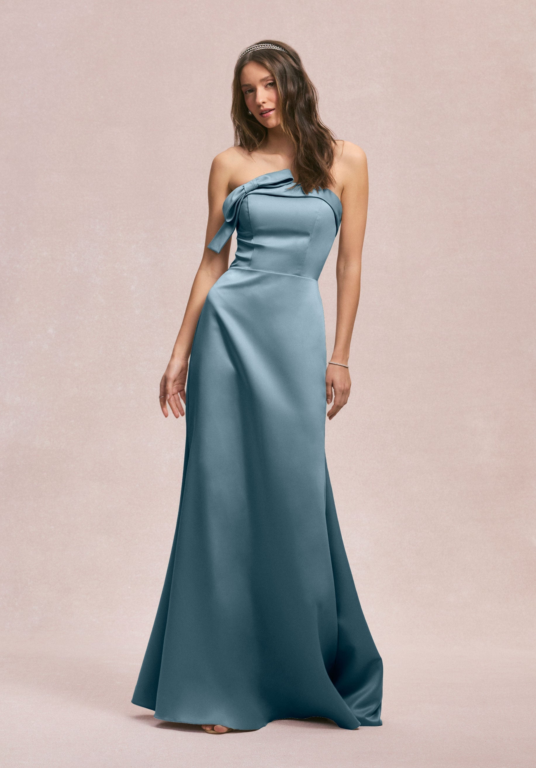 Formal Dresses Long A Line Formal Evening Dress Slate-Satin-31246-Fitted