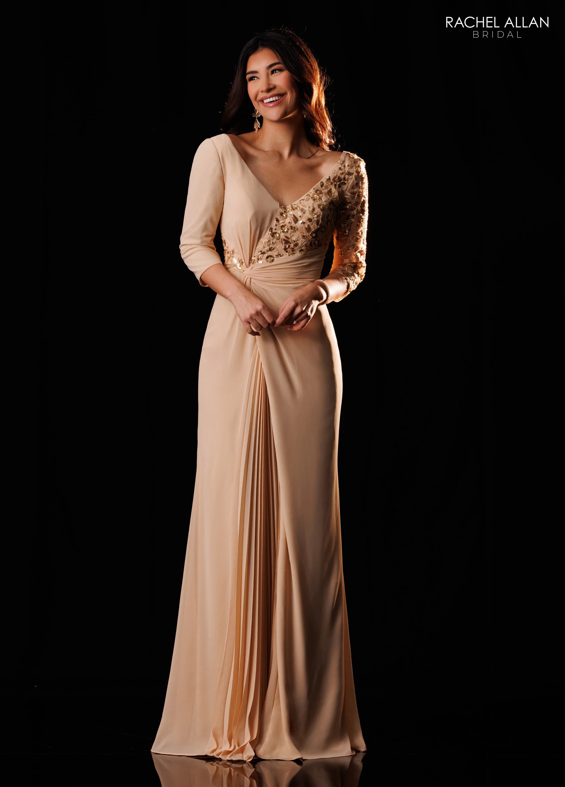 V-Neck Floor-Length Chiffon Formal Sheath/Column Rachel Allan RB8232