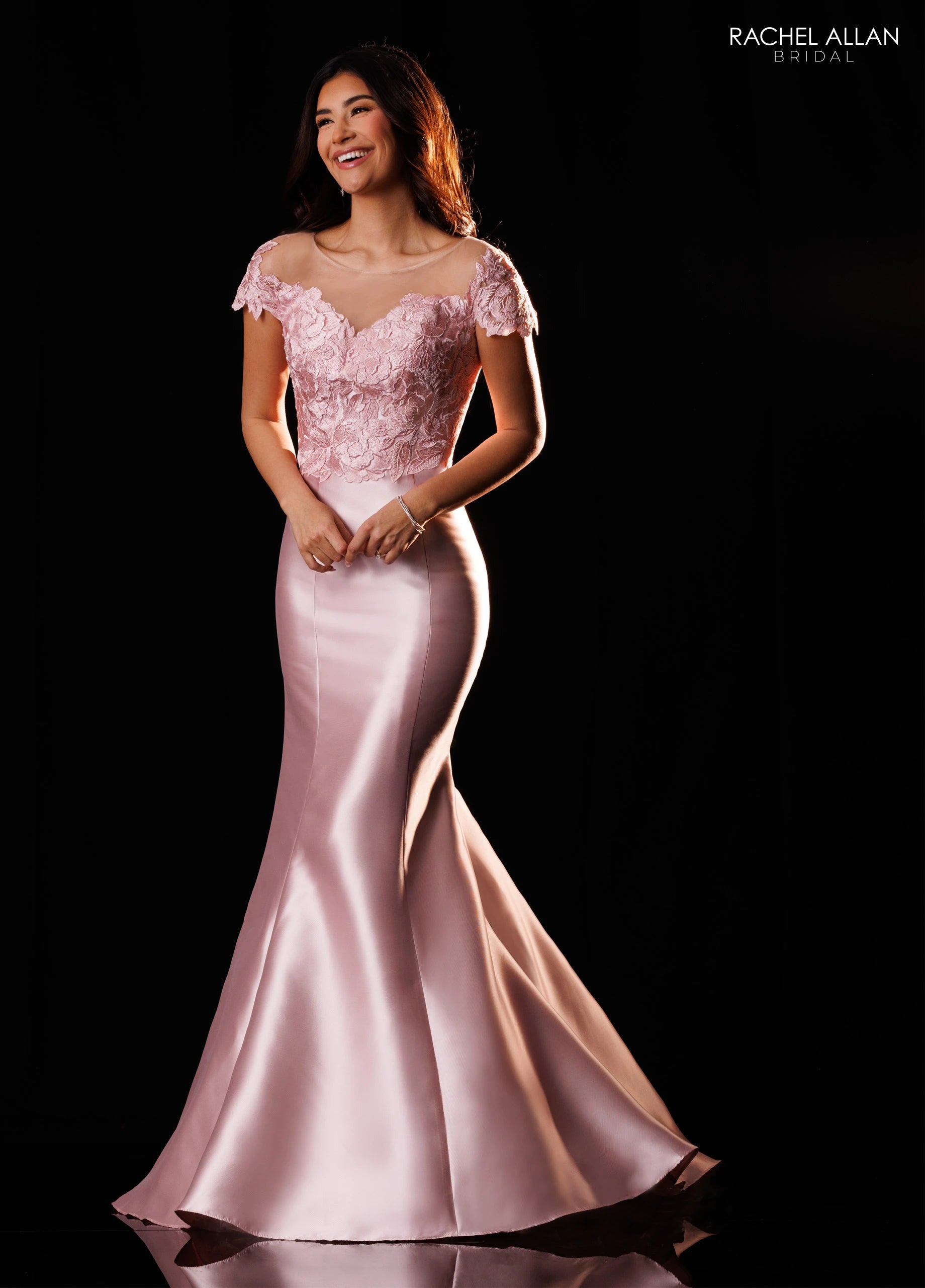 Illusion Floor-Length Satin Formal Mermaid/Trumpet Rachel Allan RB8233
