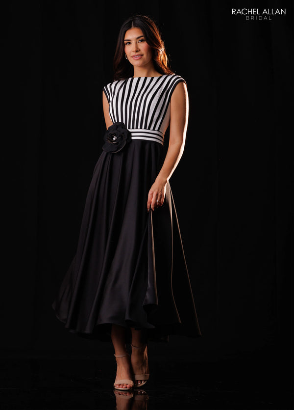 Bateau Tea-Length Satin Formal A-Line Rachel Allan RB8241