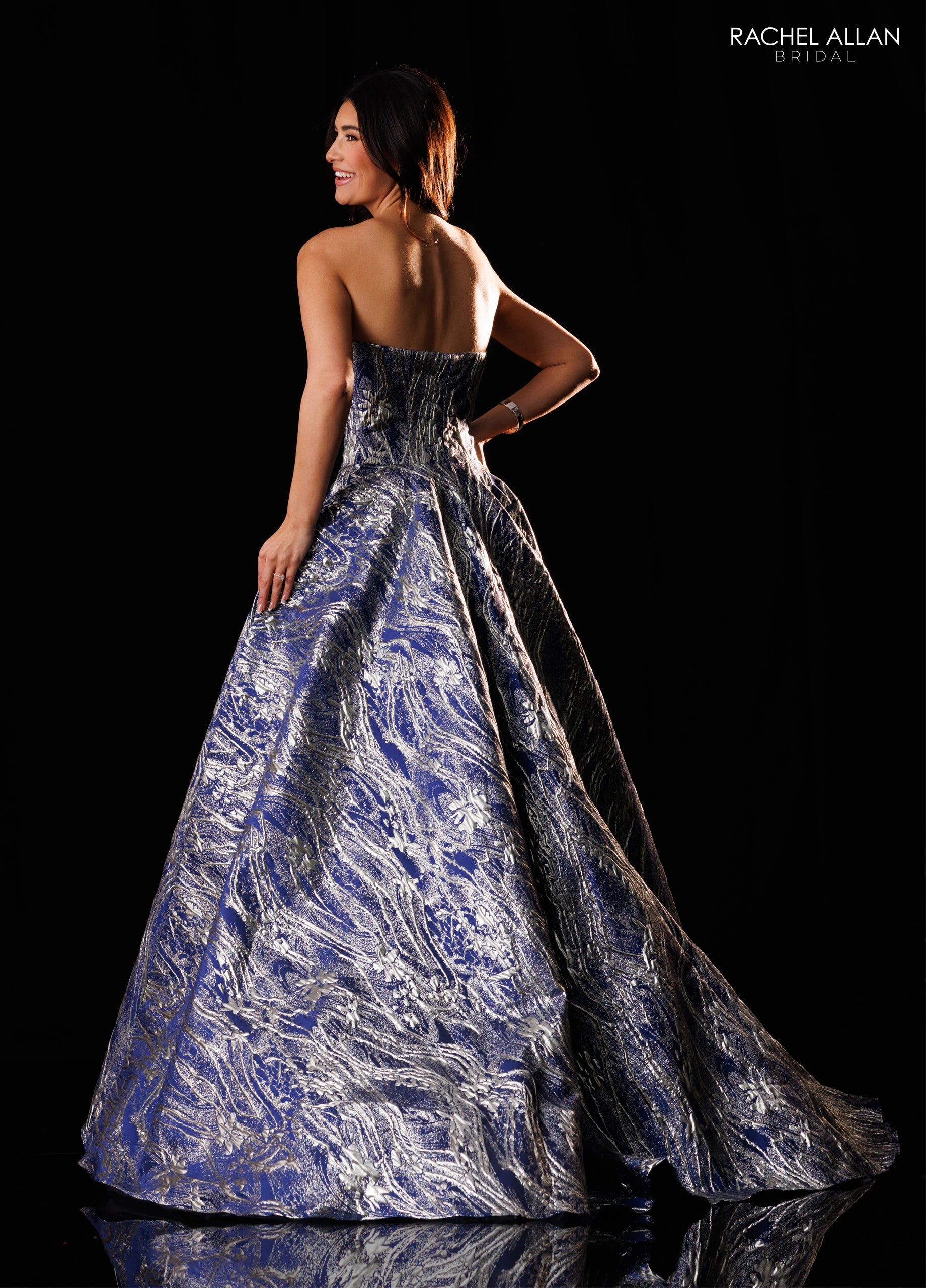 Strapless Curved Neck Floor-Length Mikado Formal A-Line Rachel Allan RB8252