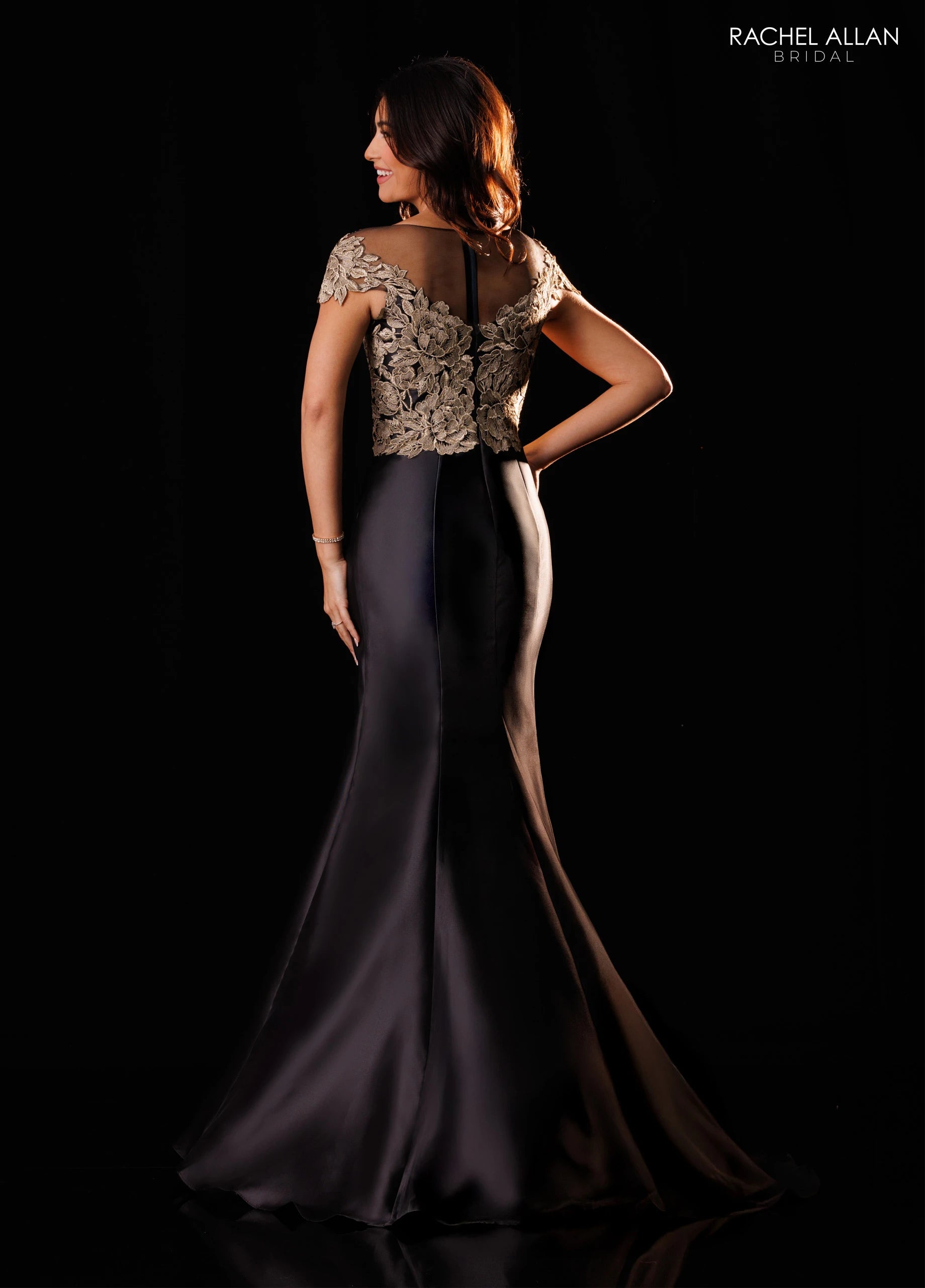 Illusion Floor-Length Satin Formal Mermaid/Trumpet Rachel Allan RB8233