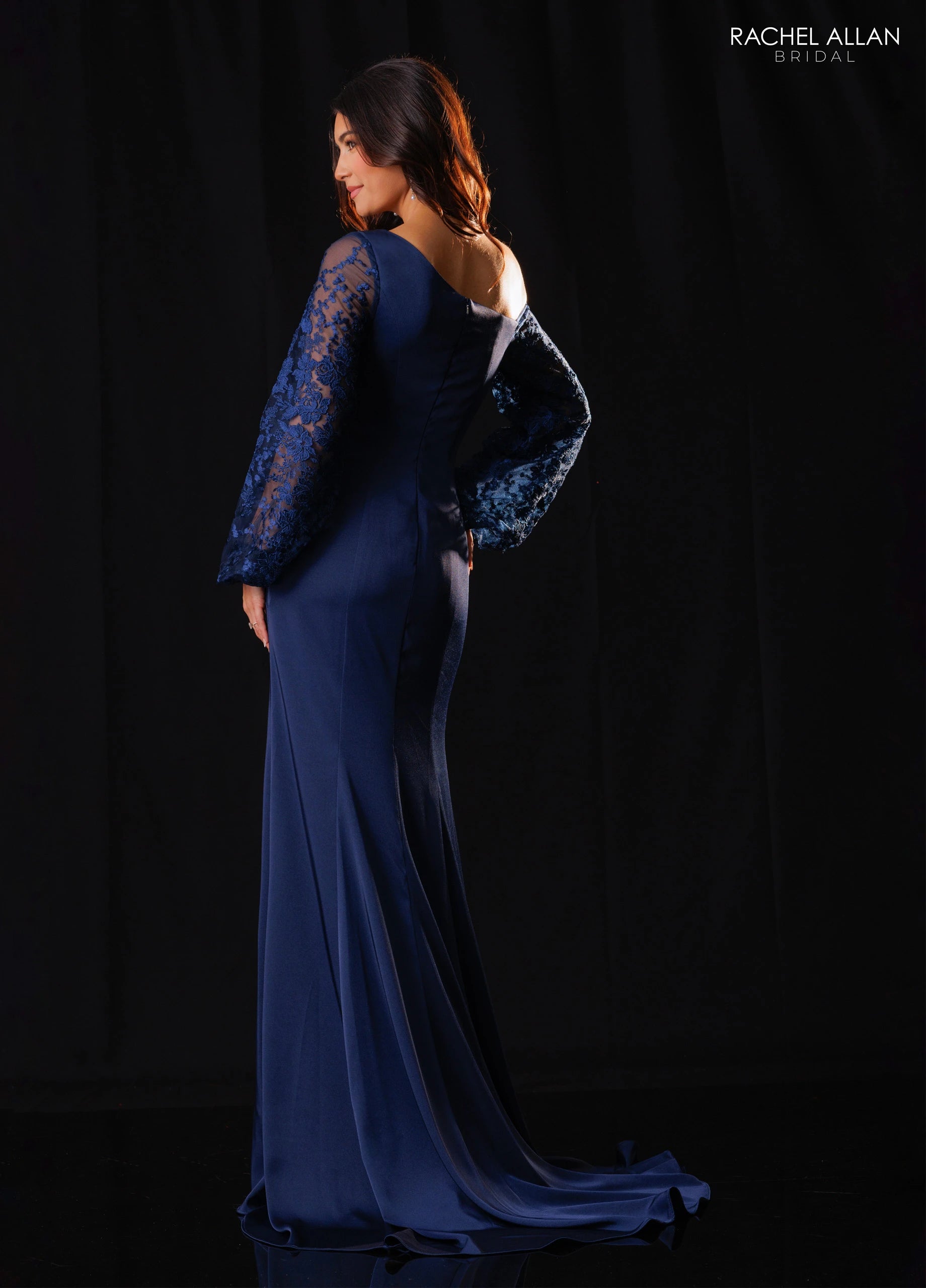 Off-the-Shoulder Floor-Length Satin Formal Sheath/Column Rachel Allan RB8249