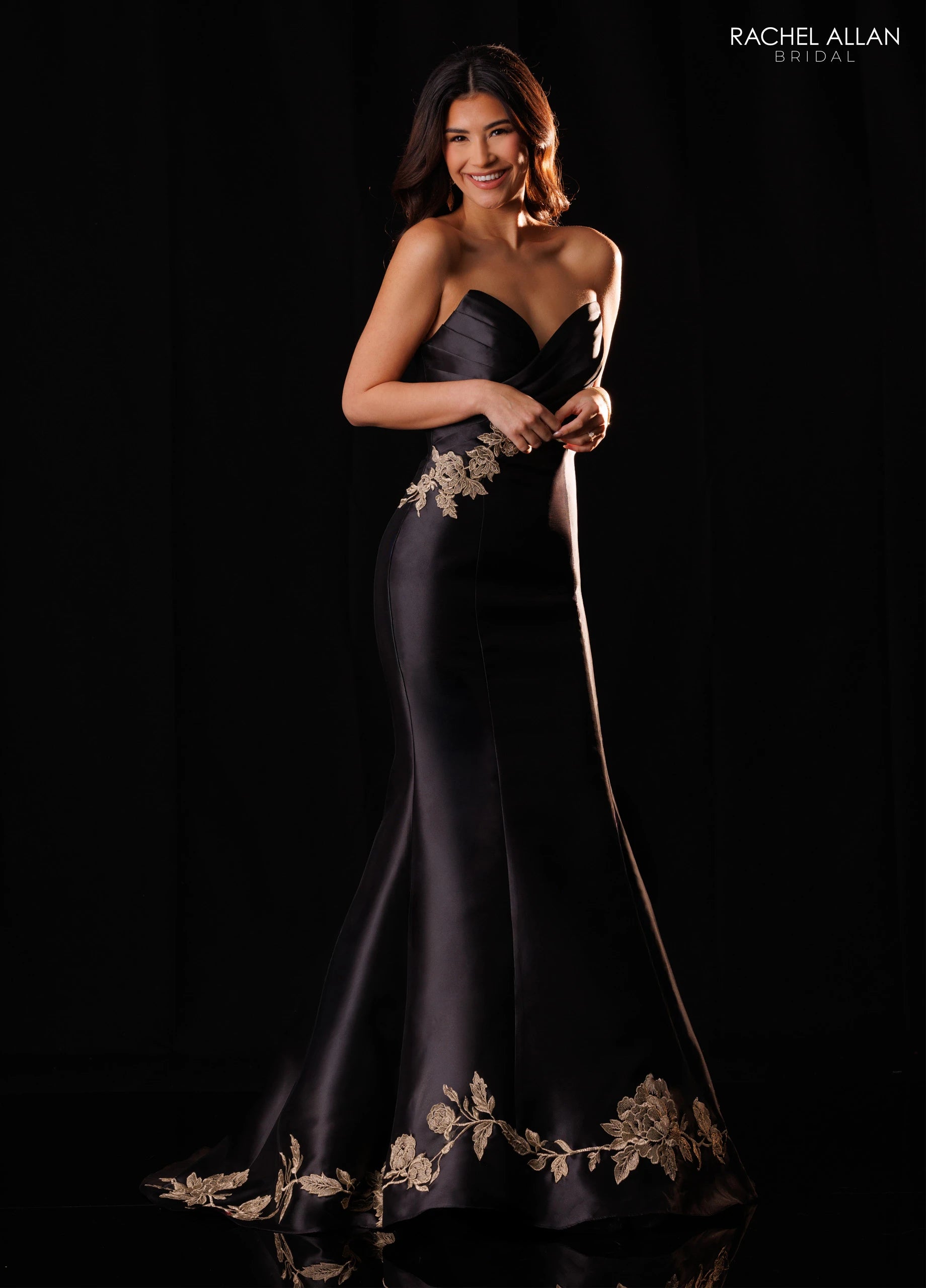 Strapless Curved Neck Floor-Length Satin Formal Mermaid/Trumpet Rachel Allan RB8229