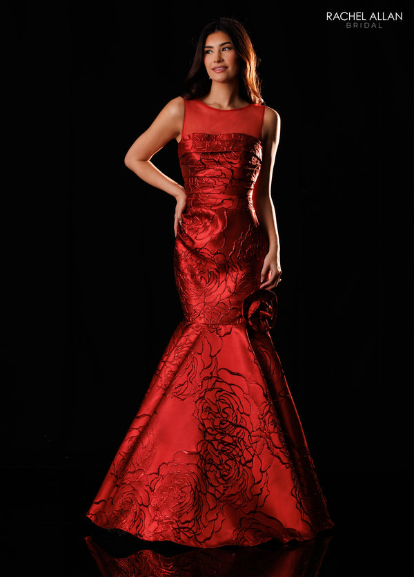 Illusion Floor-Length Satin Formal Mermaid Trumpet Rachel Allan RB8236