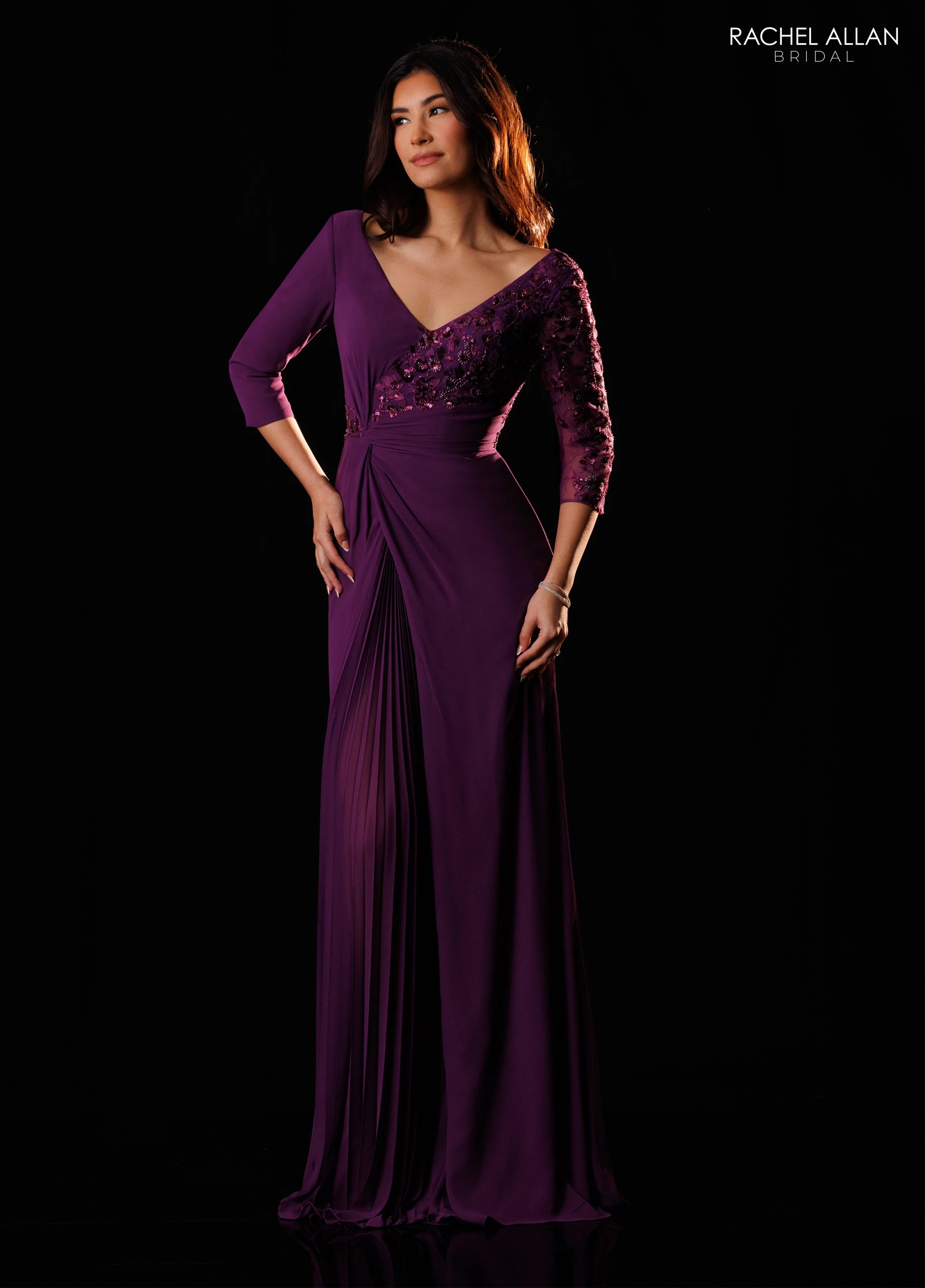 V-Neck Floor-Length Chiffon Formal Sheath/Column Rachel Allan RB8232