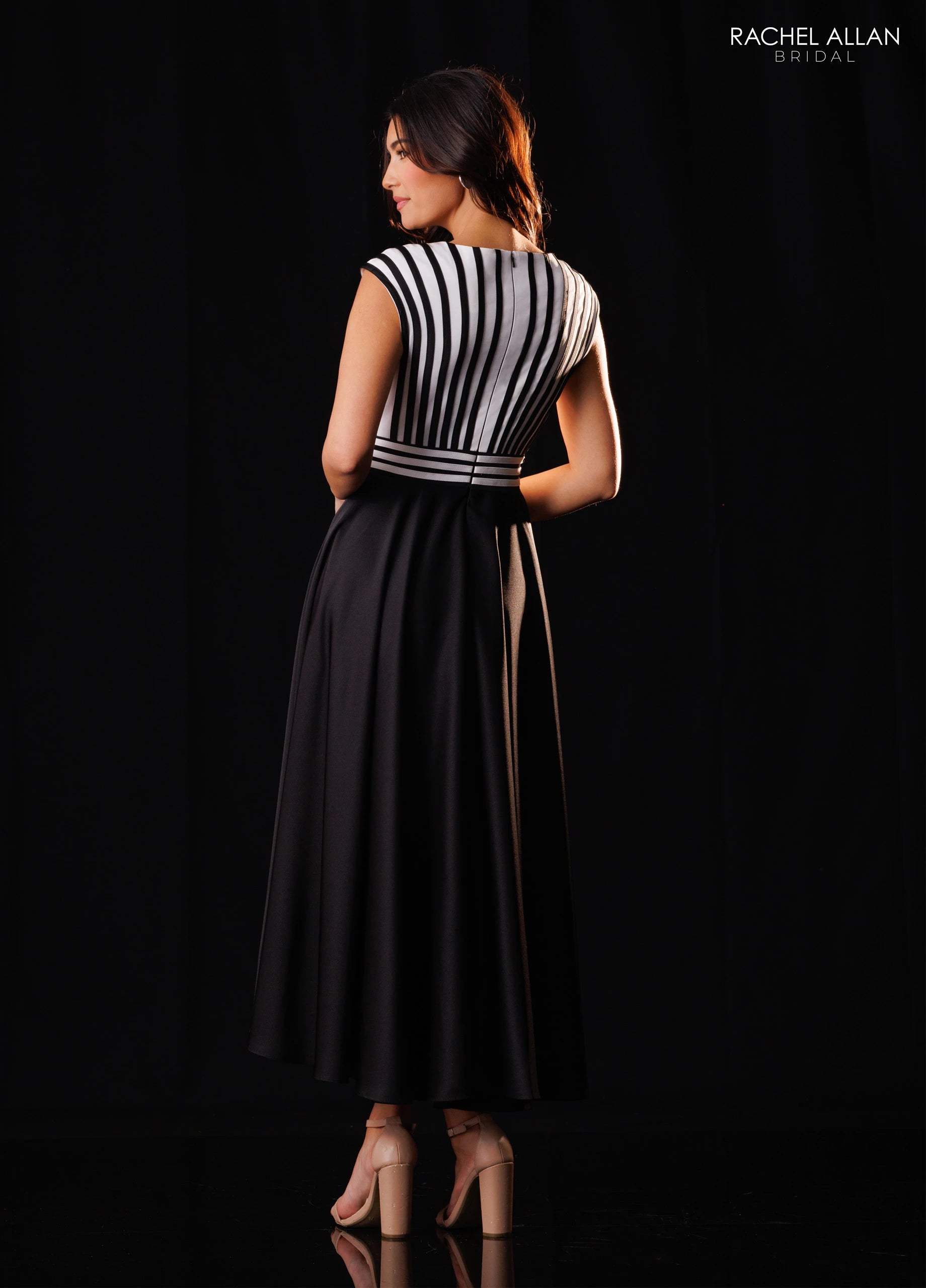 Bateau Tea-Length Satin Formal A-Line Rachel Allan RB8241