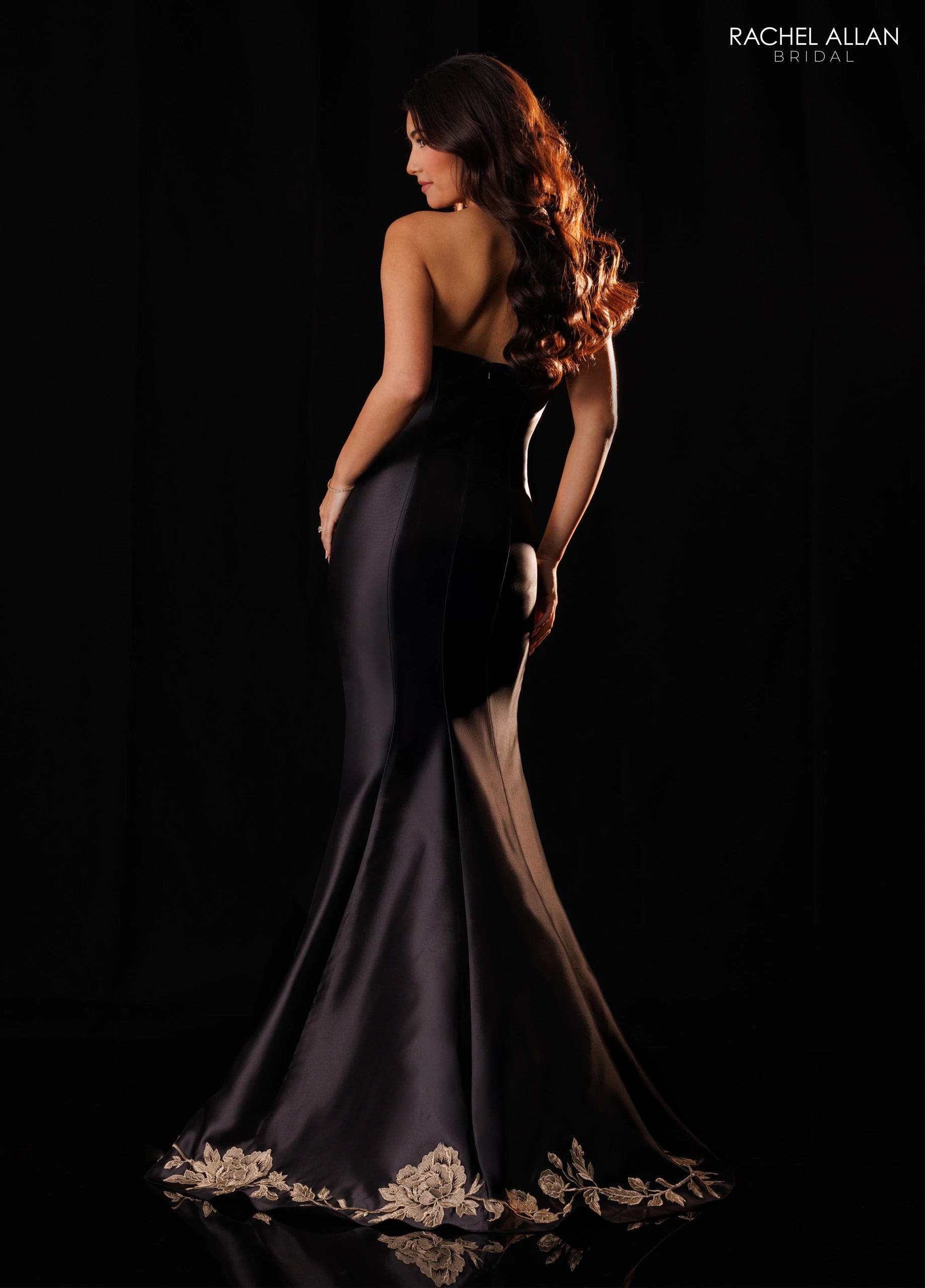 Strapless Curved Neck Floor-Length Satin Formal Mermaid/Trumpet Rachel Allan RB8229