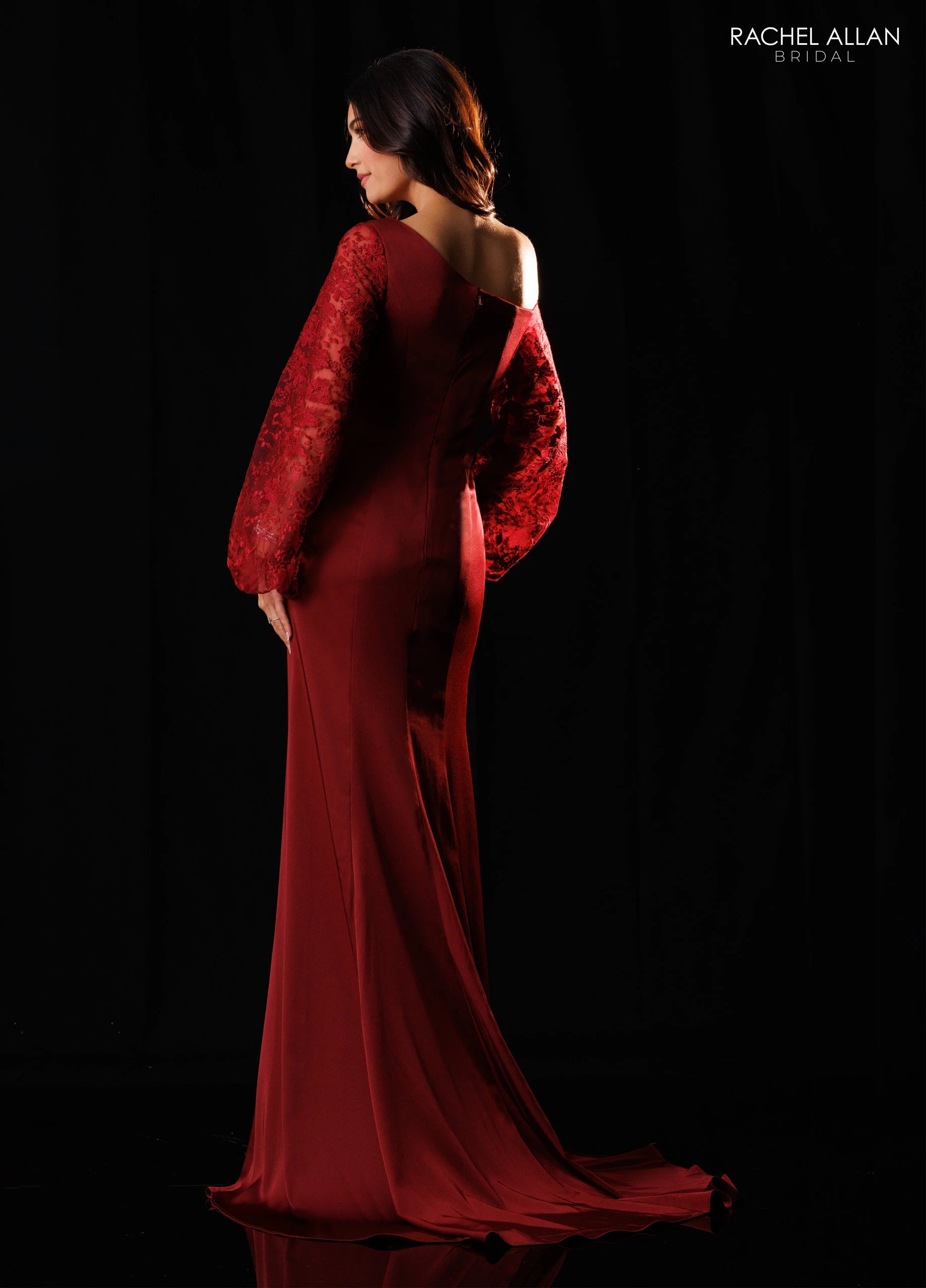 Off-the-Shoulder Floor-Length Satin Formal Sheath/Column Rachel Allan RB8249