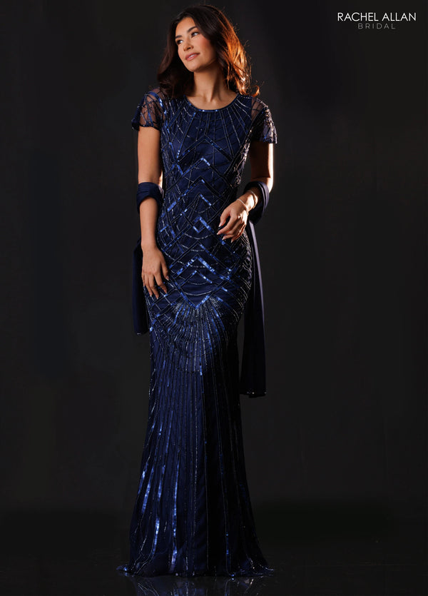 Scoop Floor-Length Sequin Formal Sheath Column Rachel Allan RB8226