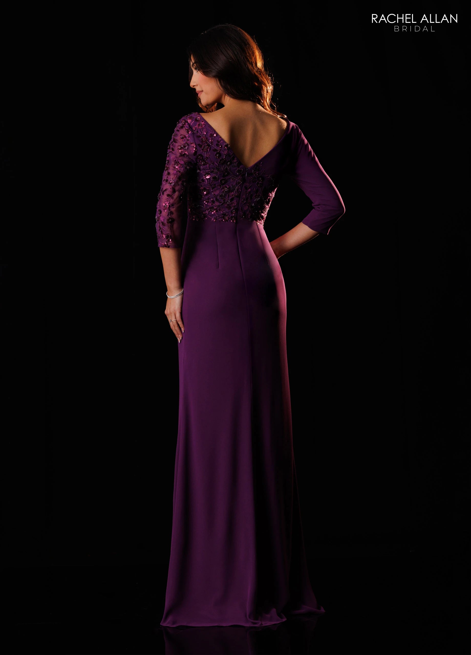 V-Neck Floor-Length Chiffon Formal Sheath/Column Rachel Allan RB8232