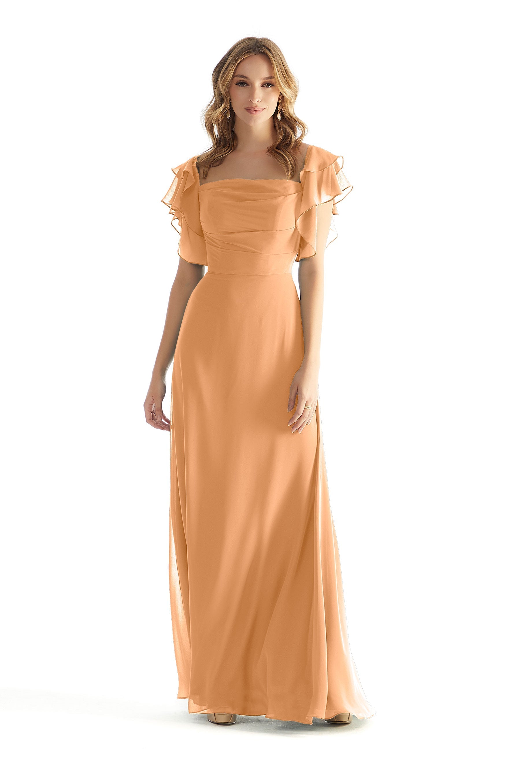 Formal Dresses A Line Ruffle Formal Long Dress Sorbet-Chiffon-31227-Ruffle