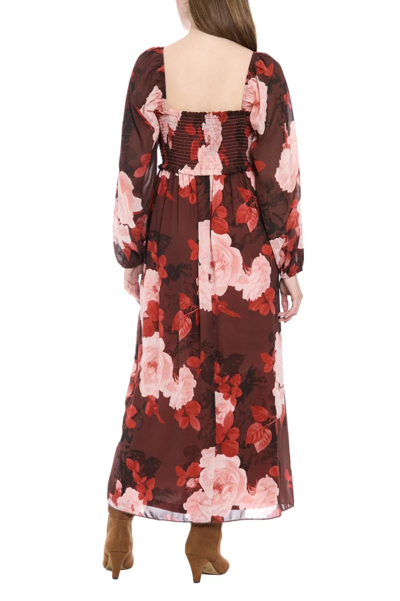 Square Neck Midi Chiffon Formal A-Line Dress London Times T10042W