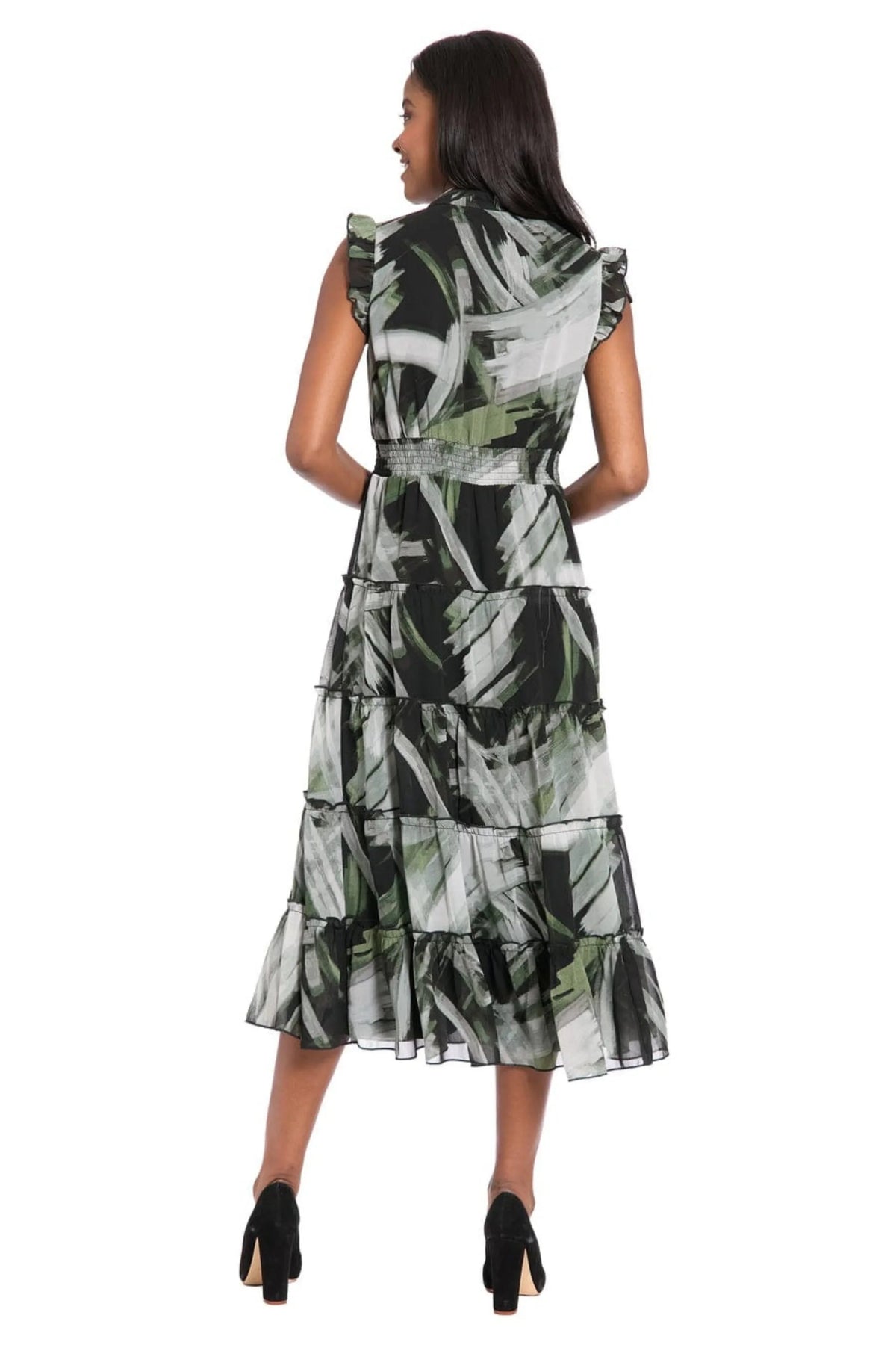 Multi Color Tiered A Line Midi Dress London Times T10125M