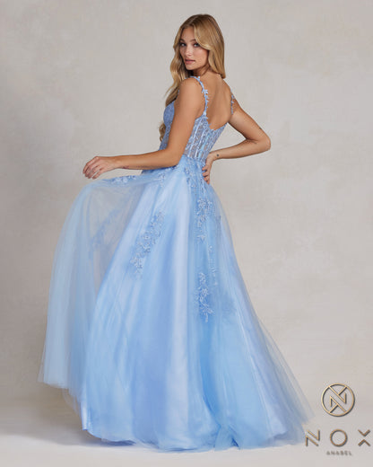 Nox Anabel T1082 Long Sexy A Line BlueProm Ball Gown Lemon