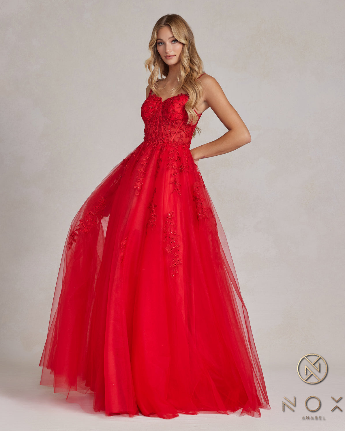 Nox Anabel T1082 Long Sexy A Line Prom Ball Gown Red