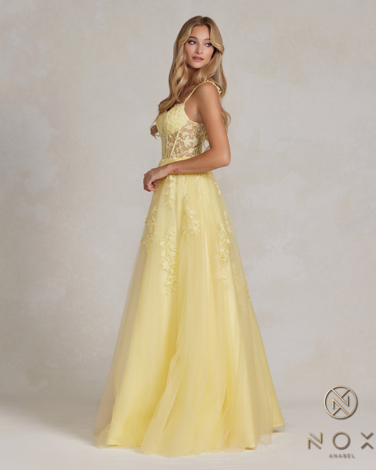 Nox Anabel T1082 Long Sexy A Line Prom Ball Gown Lemon