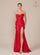 Prom Dresses Long Slit Fitted Prom Dress  Deep Red