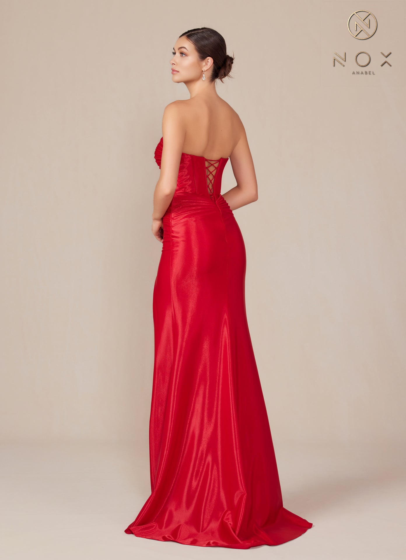Nox Anabel T1489 Long Slit Fitted Formal Prom Dress