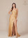 Prom Dresses Long Slit Fitted Prom Dress  Gold