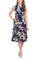 Cocktail Dresses Pleated Short Cocktail Floral Print Midi Dress Navy Purple