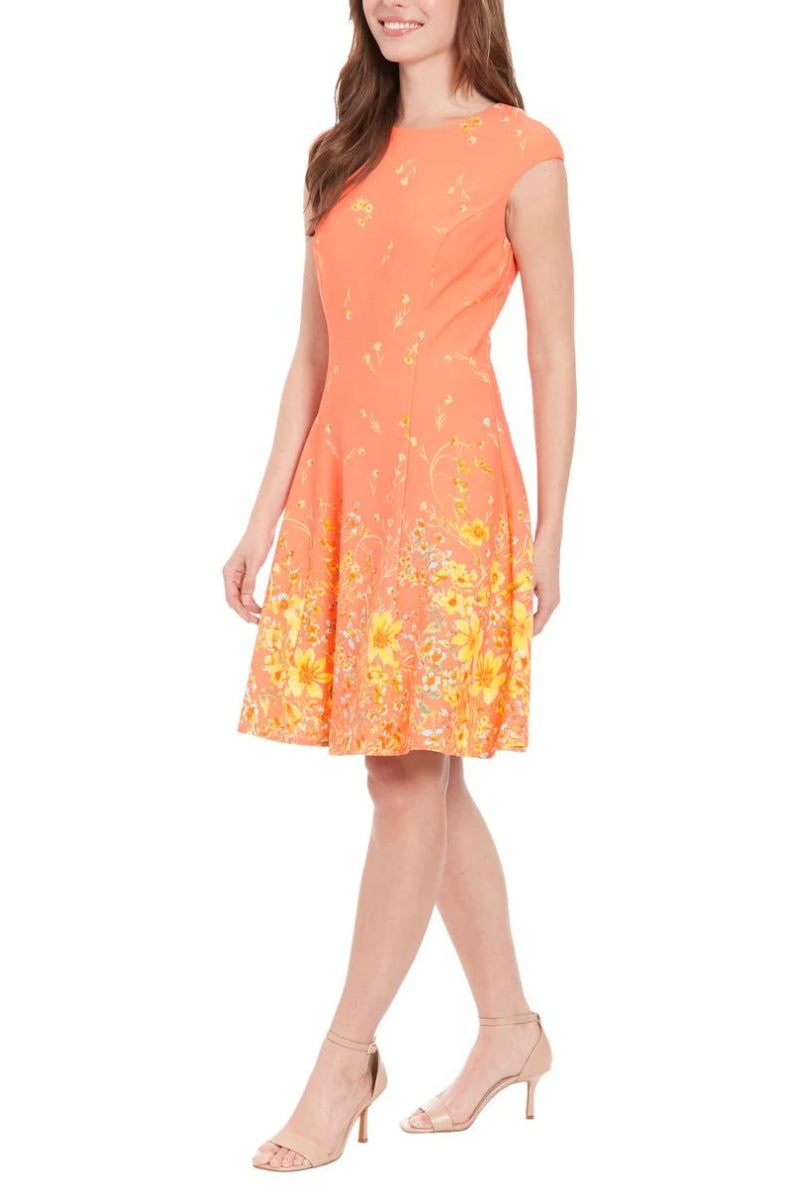 London Times T6103M Short Floral Print Cocktail Dress
