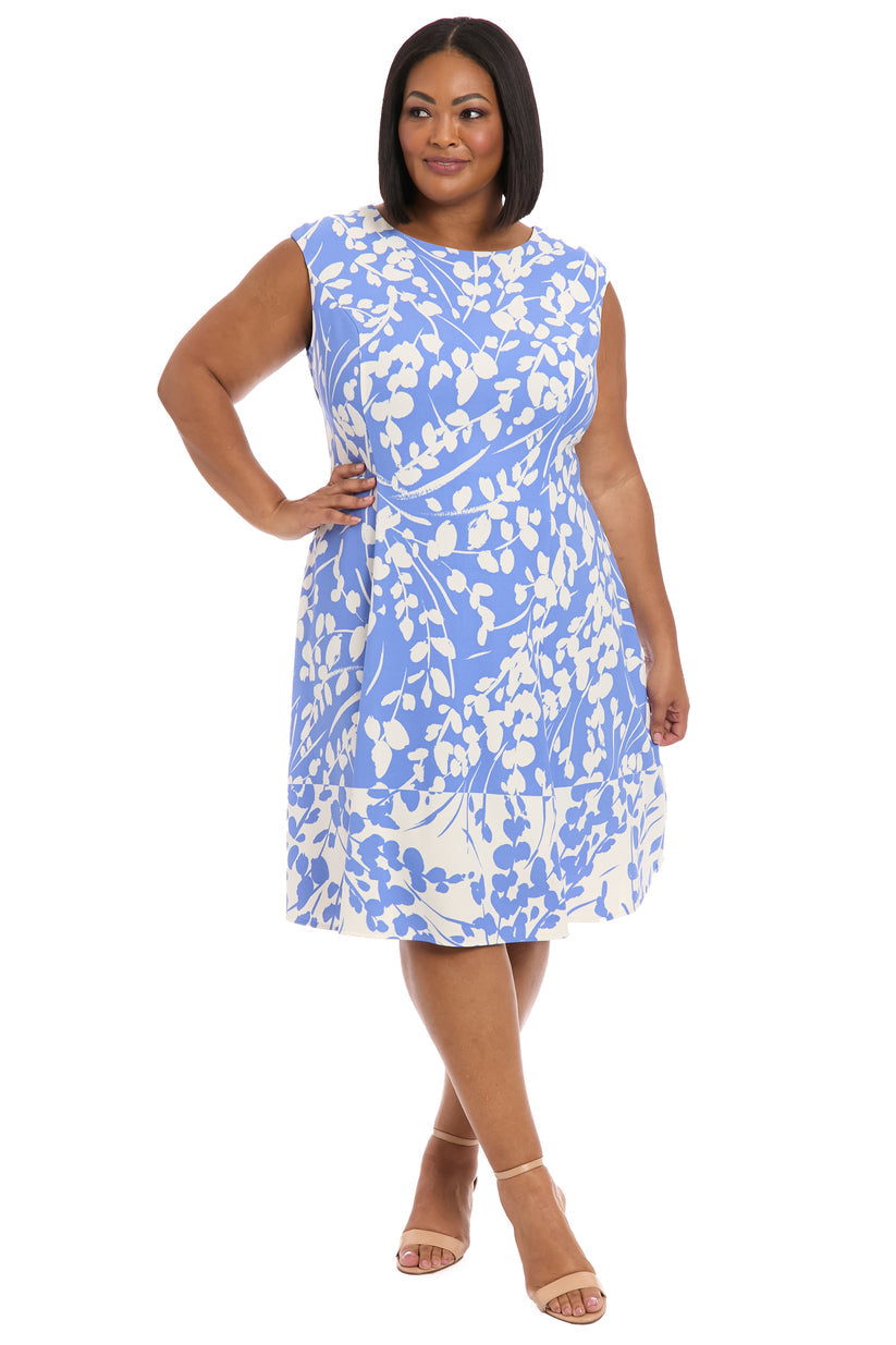 London Times T6106W Short Plus Size Floral Print Cocktail Dress
