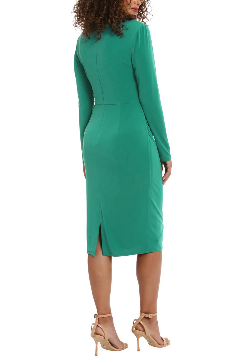 London Times T7158M Long Sleeve Fitted Midi Length Cocktail Dress